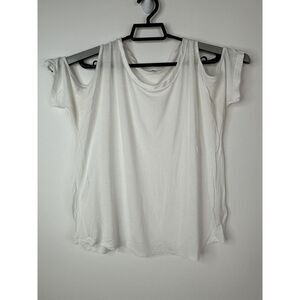 Paige Top Womens Size‎ Large Cold Shoulder Sleeve White Shirt Concert Summer